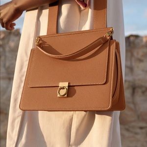 Polene numero sept textured camel bag